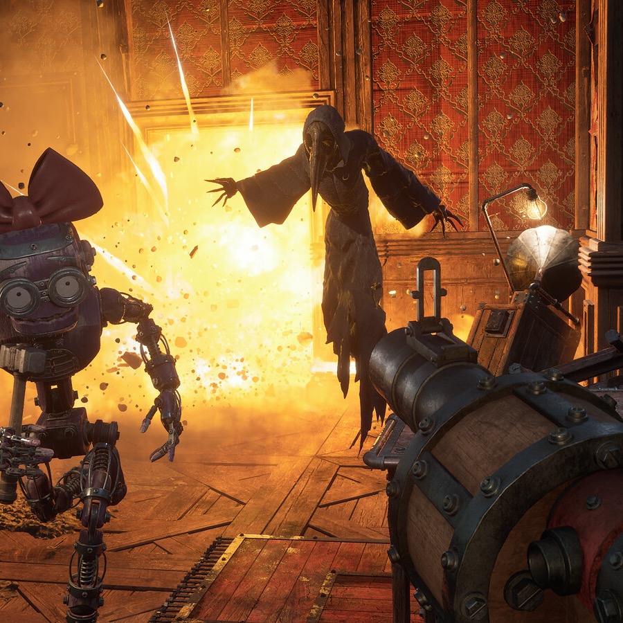 A ghostly Corrupted looming through fire and sparks — GRAIN ROT gameplay